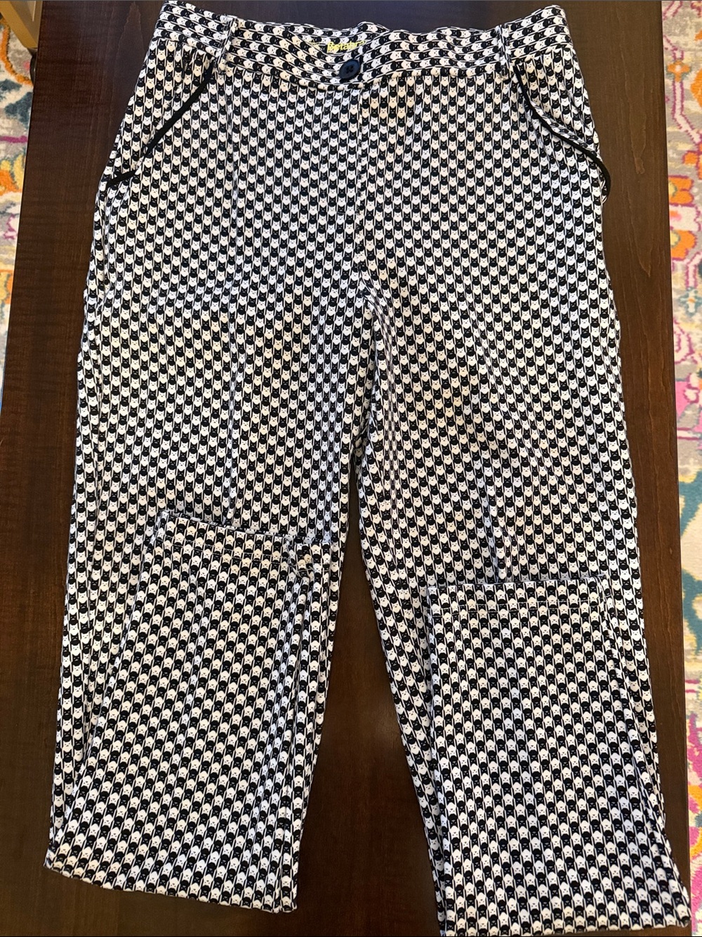 Betabrand Black and White Catstooth Pull-On Pants